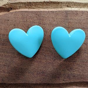 Blue Heart Geometric Stud Earrings OVERSIZE Fashion Women Love Valentine